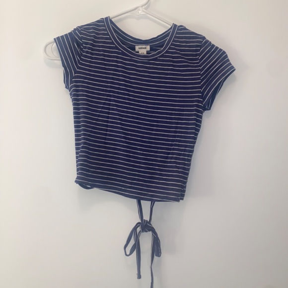 Garage - Wrap Tie Crewneck Crop Tee, in Summer Indigo/ White. NWT. NEVER WORN. - Picture 1 of 4